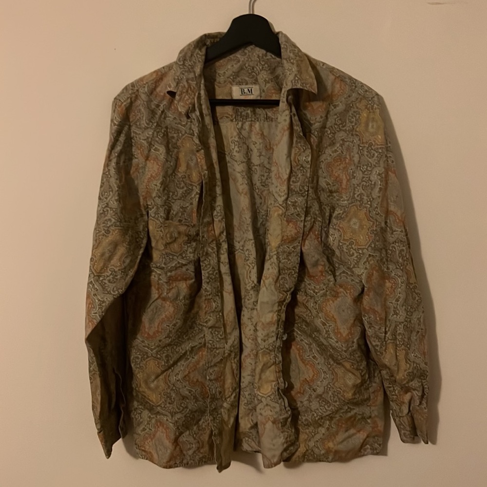 multi color button up shirt